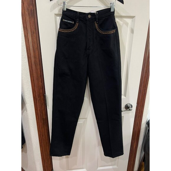 New Vintage Rocky Mountain Black High-Waisted Cotton Jeans W/ Embroidered Detail - Picture 8 of 11
